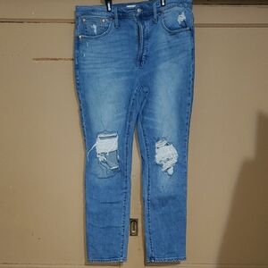 Madewell Women's High Rise Distressed Blue Jeans
